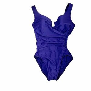 Miraclesuit Must Haves Escape One Piece Swimsuit Women's Size 10 Blue Purple